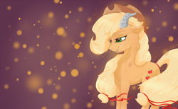 Size: 2048x1261 | Tagged: safe, artist:joemasterpencil, applejack, demon, earth pony, pony, gritted teeth, horns, scar, solo