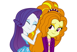 Size: 6000x4000 | Tagged: safe, artist:spottedlions, adagio dazzle, rarity, equestria girls, rainbow rocks, absurd resolution, adagity, adoragio, clothes, commission, cute, eyes closed, female, fluffy, hair, hug, jacket, lesbian, midriff, raribetes, shipping, simple background, smiling, spiked headband, white background