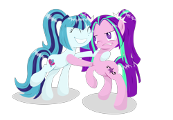 Size: 5020x3500 | Tagged: safe, artist:patchnpaw, aria blaze, sonata dusk, absurd resolution, equestria girls ponified, eyes closed, ponified, simple background, transparent background, unamused