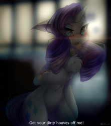 Size: 2000x2260 | Tagged: safe, artist:jun1313, rarity, pony, unicorn, belly button, blushing, chest fluff, collar, female, mare, solo
