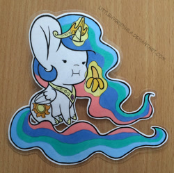 Size: 678x675 | Tagged: safe, artist:littlehybridshila, princess celestia, alicorn, pony, :i, banana, bananalestia, chibi, cute, eating, female, food, laminated, levitation, magic, mare, puffy cheeks, signature, sitting, solo, telekinesis, traditional art