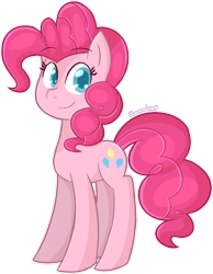 Size: 840x1080 | Tagged: safe, artist:cinnajen, pinkie pie, earth pony, pony, looking at you, simple background, smiling, solo, standing, transparent background