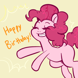 Size: 1280x1280 | Tagged: safe, artist:glacierclear, pinkie pie, earth pony, pony, happy, happy birthday, smiling, solo