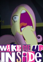 Size: 250x360 | Tagged: safe, edit, edited screencap, screencap, fluttershy, pegasus, pony, bring me to life, description is relevant, evanescence, expand dong, faic, female, floppy ears, flutterscream, frown, mare, meme, open mouth, screaming, solo, song reference, tongue out, wake me up inside, wide eyes