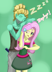 Size: 1337x1841 | Tagged: safe, artist:kittyprints91, fluttershy, zephyr breeze, equestria girls, brother and sister, equestria girls-ified, female, male, siblings