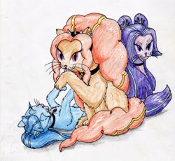 Size: 2435x2241 | Tagged: safe, artist:40kponyguy, derpibooru exclusive, adagio dazzle, aria blaze, sonata dusk, cat, catdagio, catified, nyaria blaze, sonyata dusk, species swap, the dazzlings, traditional art