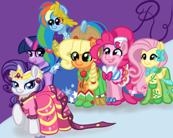 Size: 3000x2400 | Tagged: safe, artist:koharuveddette, derpibooru import, applejack, fluttershy, pinkie pie, rainbow dash, rarity, twilight sparkle, earth pony, pegasus, pony, unicorn, suited for success, the best night ever, clothes, dress, gala dress, mane six