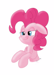 Size: 2456x3484 | Tagged: safe, artist:meowmavi, pinkie pie, earth pony, pony, chest fluff, cute, licking, licking lips, simple background, solo, tongue out, white background