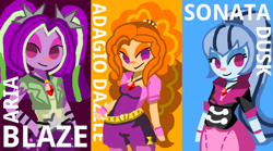 Size: 1440x800 | Tagged: safe, artist:miracle32, adagio dazzle, aria blaze, sonata dusk, equestria girls, the dazzlings