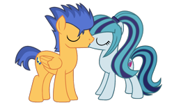 Size: 1536x911 | Tagged: safe, artist:kevintoons915, flash sentry, sonata dusk, earth pony, pegasus, pony, equestria girls, equestria girls ponified, eyes closed, female, french kiss, kissing, male, mare, ponified, senata, shipping, simple background, stallion, straight, transparent background