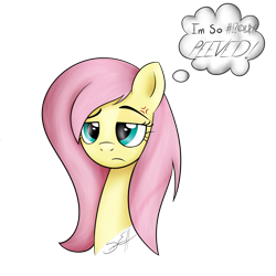 Size: 5000x5000 | Tagged: safe, artist:dotdotdotfreak, fluttershy, pegasus, pony, flutter brutter, absurd resolution, bust, cross-popping veins, frown, peeved, portrait, simple background, solo, thought bubble