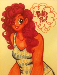 Size: 1536x2048 | Tagged: safe, artist:aru-lover, pinkie pie, human, clothes, dress, humanized, solo