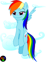 Size: 4523x6124 | Tagged: safe, artist:kyoshyu, derpibooru import, rainbow dash, pegasus, pony, cloud, flying, simple background, smiling, transparent background