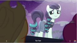 Size: 1278x726 | Tagged: safe, screencap, applejack, coloratura, pinkie pie, earth pony, pony, the mane attraction, female, mare, meme, plot, rara, youtube caption