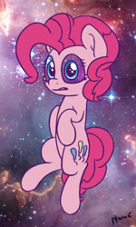 Size: 1153x1920 | Tagged: safe, artist:nwwe, pinkie pie, earth pony, pony, female, mare, pink coat, pink mane, solo, space