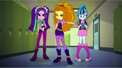 Size: 1500x838 | Tagged: safe, edit, screencap, adagio dazzle, aria blaze, sonata dusk, equestria girls, rainbow rocks, meme, pencil, solo, that orange pencil