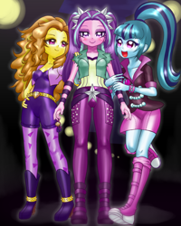 Size: 640x800 | Tagged: safe, artist:jurisalis, adagio dazzle, aria blaze, sonata dusk, equestria girls, rainbow rocks, clothes, cute, female, hand on hip, happy, looking at you, open mouth, smiling, the dazzlings, trio