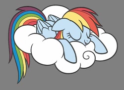 Size: 800x581 | Tagged: safe, artist:dirtyker, derpibooru import, rainbow dash, pegasus, pony, cloud, coloring page, gray background, simple background, sleeping, solo