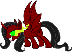 Size: 1266x918 | Tagged: safe, artist:ironm17, fluttershy, alicorn, bat pony, bat pony alicorn, demon, pony, corrupted, fangs, flutterbat, race swap, simple background, sombra eyes, species swap, transparent background, warcraft, world of warcraft