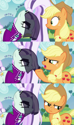 Size: 1280x2156 | Tagged: safe, screencap, applejack, coloratura, earth pony, pony, the mane attraction, angry, argument, countess coloratura