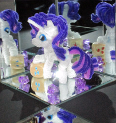 Size: 3154x3347 | Tagged: safe, artist:malte279, rarity, pony, unicorn, craft, dice, mirrors, pipe cleaner sculpture, pipe cleaners, sculpture