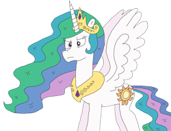 Size: 3279x2504 | Tagged: safe, alternate version, artist:supahdonarudo, princess celestia, alicorn, pony, confused, female, mare, simple background, solo, transparent background