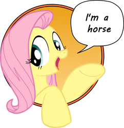 Size: 2000x2063 | Tagged: safe, fluttershy, pegasus, pony, bad advice fluttershy, blue eyes, captain obvious, dialogue, exploitable meme, female, good advice fluttershy, mare, meme, open mouth, pink mane, raised hoof, raised leg, simple background, smiling, solo, speech bubble, talking, talking to viewer, truth, underhoof, yellow coat