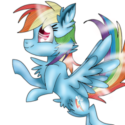 Size: 768x768 | Tagged: safe, anonymous artist, derpibooru import, rainbow dash, pegasus, pony, cheek fluff, chest fluff, cute, dashabetes, ear fluff, female, flank fluff, flying, mare, solo, wings