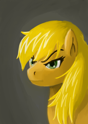 Size: 1000x1414 | Tagged: safe, applejack, earth pony, pony, blonde mane, female, mare, missing accessory, orange coat, solo