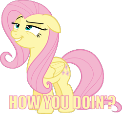 Size: 7696x7195 | Tagged: safe, fluttershy, pegasus, pony, absurd resolution, flirting, meme, raised eyebrow, simple background, solo, transparent background, tv reference, vector