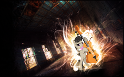 Size: 1920x1200 | Tagged: safe, artist:moongazeponies, artist:vividkinz, derpibooru import, edit, octavia melody, earth pony, pony, bow, cello, empty, musical instrument, room, solo, stock image, vector, wallpaper, wallpaper edit, window