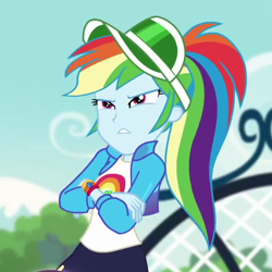 Size: 540x540 | Tagged: safe, derpibooru import, screencap, rainbow dash, better together, equestria girls, festival looks, cropped, crossed arms, female, solo