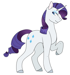 Size: 1120x1200 | Tagged: safe, artist:ask-azalea-grey, part of a set, rarity, pony, unicorn, cutie mark, female, lidded eyes, looking back, mare, raised hoof, simple background, smiling, solo, transparent background