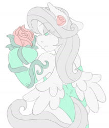 Size: 1369x1609 | Tagged: safe, artist:blackbewhite2k7, fluttershy, pegasus, pony, discorded, flower, flutterbitch, melancholy, poison ivy, rose, solo, somber