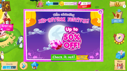 Size: 1280x720 | Tagged: safe, screencap, coloratura, fluttershy, gimme moore, griffon, pegasus, pony, rabbit, costs real money, gameloft, mid-autumn festival, moon, raised hoof, vip