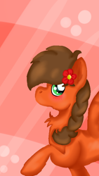 Size: 450x800 | Tagged: safe, artist:euspuche, derpibooru import, oc, oc only, oc:solar chaser, pegasus, pony, blushing, cute, female, flower, flower in hair, fluffy, gift art, simple background, solo, wallpaper