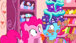 Size: 1920x1090 | Tagged: safe, screencap, cup cake, pinkie pie, pony, no second prances, tongue out