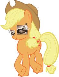 Size: 788x1014 | Tagged: safe, applejack, earth pony, pony, bedroom eyes, literal, pun, simple background, vector, visual pun, wat, white background