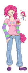 Size: 900x2355 | Tagged: safe, artist:kyogurt-star459, pinkie pie, human, cupcake, food, humanized, nail polish, solo