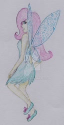 Size: 600x1165 | Tagged: safe, artist:marta4708, fluttershy, human, fairy, humanized, solo, traditional art