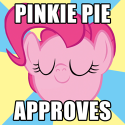 Size: 1080x1080 | Tagged: safe, pinkie pie, earth pony, pony, floating head, impact font, meme, reaction image