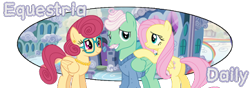 Size: 400x140 | Tagged: safe, fluttershy, gentle breeze, posey shy, pegasus, pony, equestria daily, glasses, simple background, transparent background