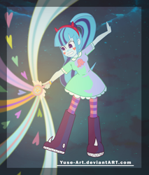 Size: 3899x4581 | Tagged: safe, artist:minusclass, sonata dusk, equestria girls, rainbow rocks, clothes, cosplay, costume, socks, solo, sonata butterfly, star butterfly, star butterfly's outfit, star vs the forces of evil, striped socks