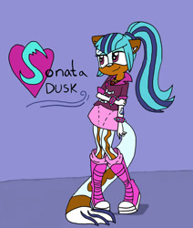 Size: 1272x1500 | Tagged: safe, artist:shonatabeata, sonata dusk, anthro, dog, plantigrade anthro, equestria girls, dogified, solo, sonic the hedgehog (series), sonicified, species swap