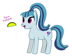 Size: 2481x1952 | Tagged: safe, artist:disty dusk, sonata dusk, pony, equestria girls, rainbow rocks, equestria girls ponified, food, ponified, simple background, solo, sonataco, taco, taco tuesday, white background