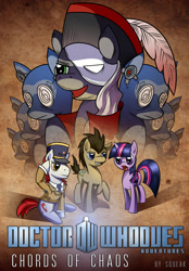 Size: 2913x4174 | Tagged: safe, artist:cybertoaster, derpibooru import, doctor whooves, twilight sparkle, oc, oc:dorian mode, oc:dreary kazoo, cover, doctor who, doctor whooves adventures, hypnotized, phantom of the opera