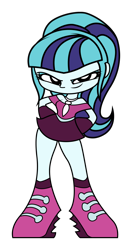 Size: 1024x1939 | Tagged: safe, artist:rainheart94, sonata dusk, equestria girls, boots, chibi, clothes, evil grin, high heel boots, high heels, looking at you, necktie, ponytail, simple background, skirt, solo, transparent background