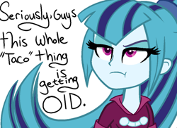 Size: 600x436 | Tagged: safe, artist:wubcakeva, sonata dusk, equestria girls, rainbow rocks, base used, headcanon, heresy, op is a cuck, op started shit, simple background, solo, unamused, white background