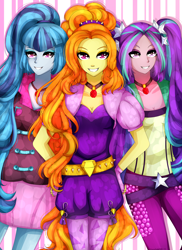 Size: 2400x3303 | Tagged: safe, artist:kamikotody, adagio dazzle, aria blaze, sonata dusk, equestria girls, heart eyes, looking at you, the dazzlings, wingding eyes