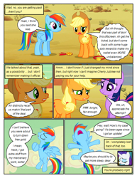 Size: 612x792 | Tagged: safe, artist:newbiespud, derpibooru import, edit, edited screencap, screencap, applejack, rainbow dash, rarity, twilight sparkle, unicorn twilight, earth pony, pegasus, pony, unicorn, comic:friendship is dragons, the last roundup, cloud, comic, cowboy hat, crossed arms, d:, desert, dialogue, eyes closed, female, flying, freckles, frown, hat, hooves, horn, mare, medal, open mouth, screencap comic, smiling, wings